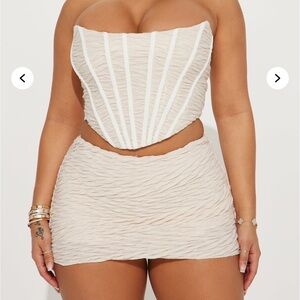 Cream Strapless Textured Two-Piece Set